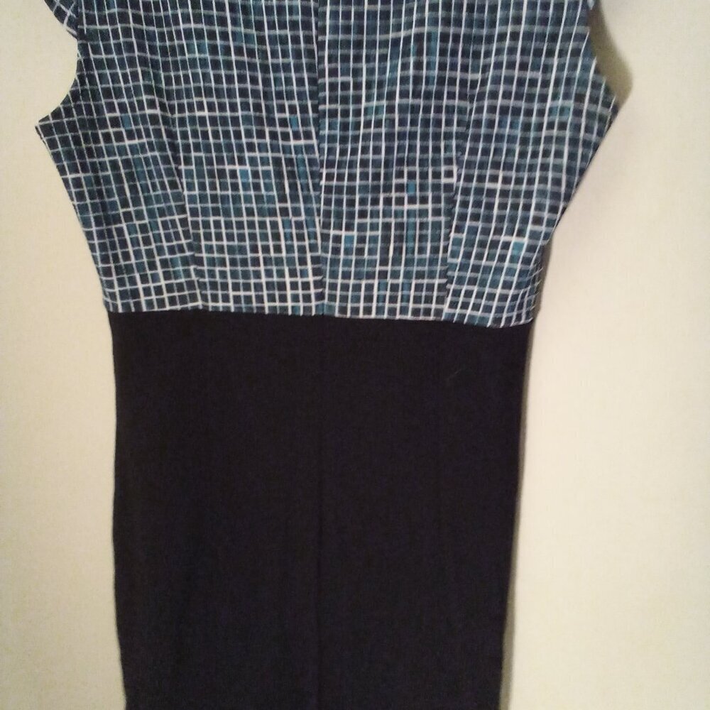 Homeyee Dress Women 8 Short Sleeve Plaid Teal Black - Picture 12 of 13